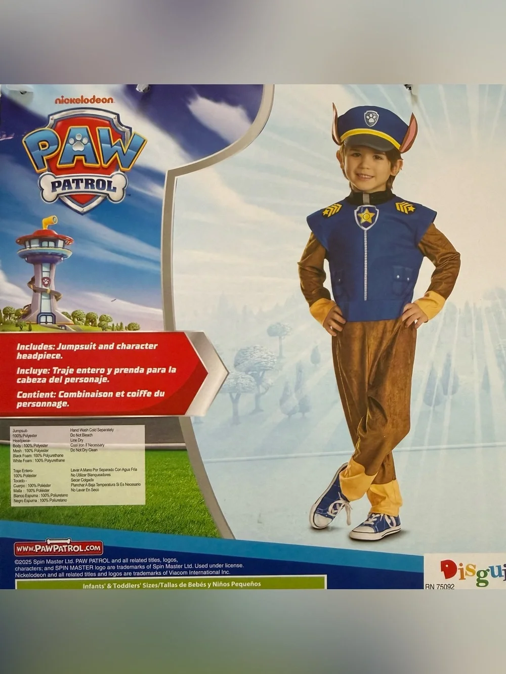 Disguise Paw Patrol Chase Toddler Size 3T-4T Costume Deluxe Official NEW!